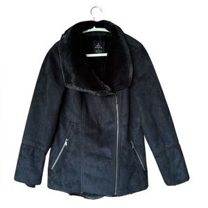 prAna Women's Black‎ Faux Suede Shearling Lined Jacket Zip Front Size M